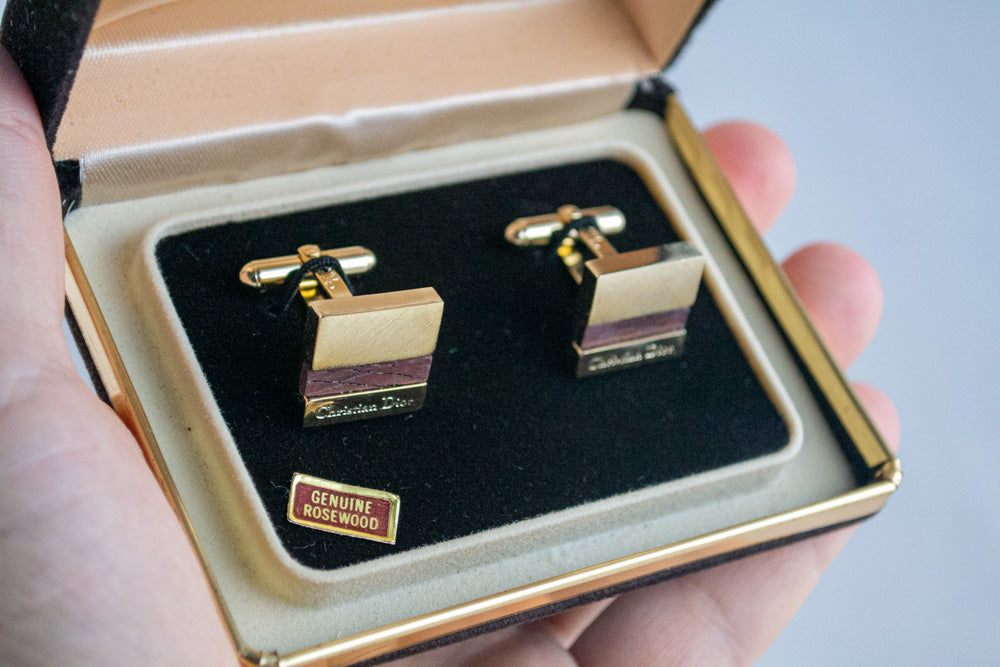 Boutons de manchette Dior bois de rose lumeville montre vintage
