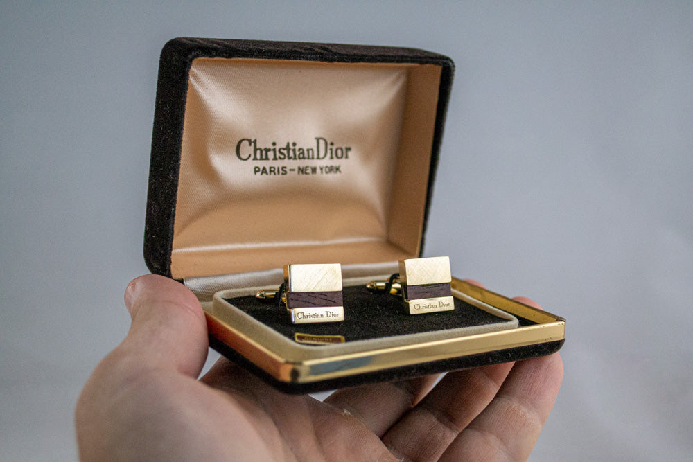 Boutons de manchette Dior bois de rose lumeville montre vintage