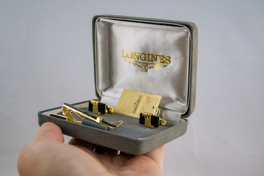 Boutons de manchette Longines onyx lumeville montre vintage