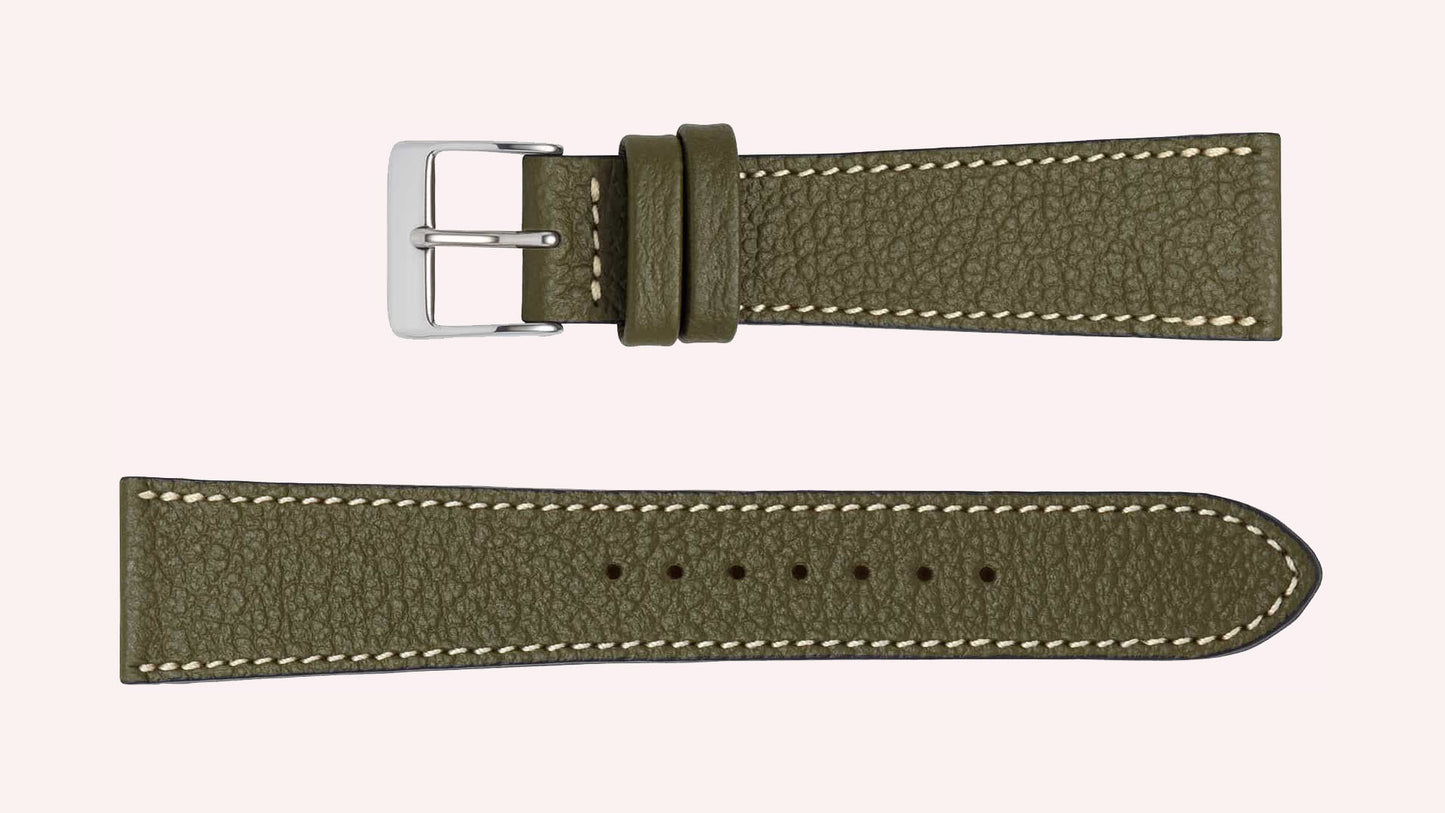 bracelet Goat cuir chèvre lumeville montre vintage vert olive