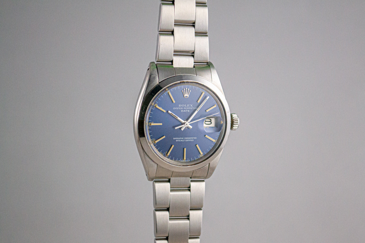 Rolex Oyster Perpetual Date 1500 Bleue lumeville montre vintage
