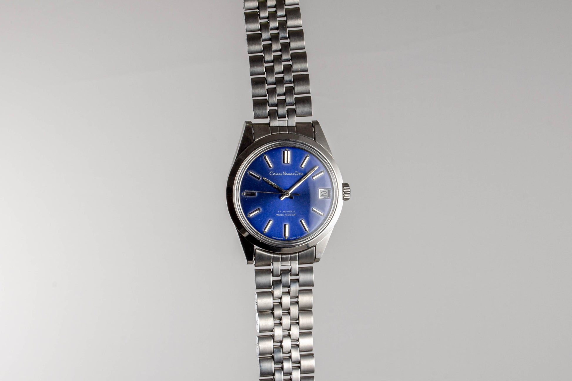 montre vintage Citizen Homer Date 63-1019 Bleue lumeville_