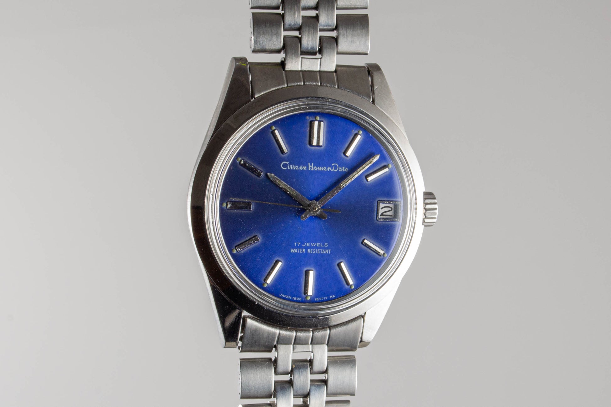 montre vintage Citizen Homer Date 63-1019 Bleue lumeville_