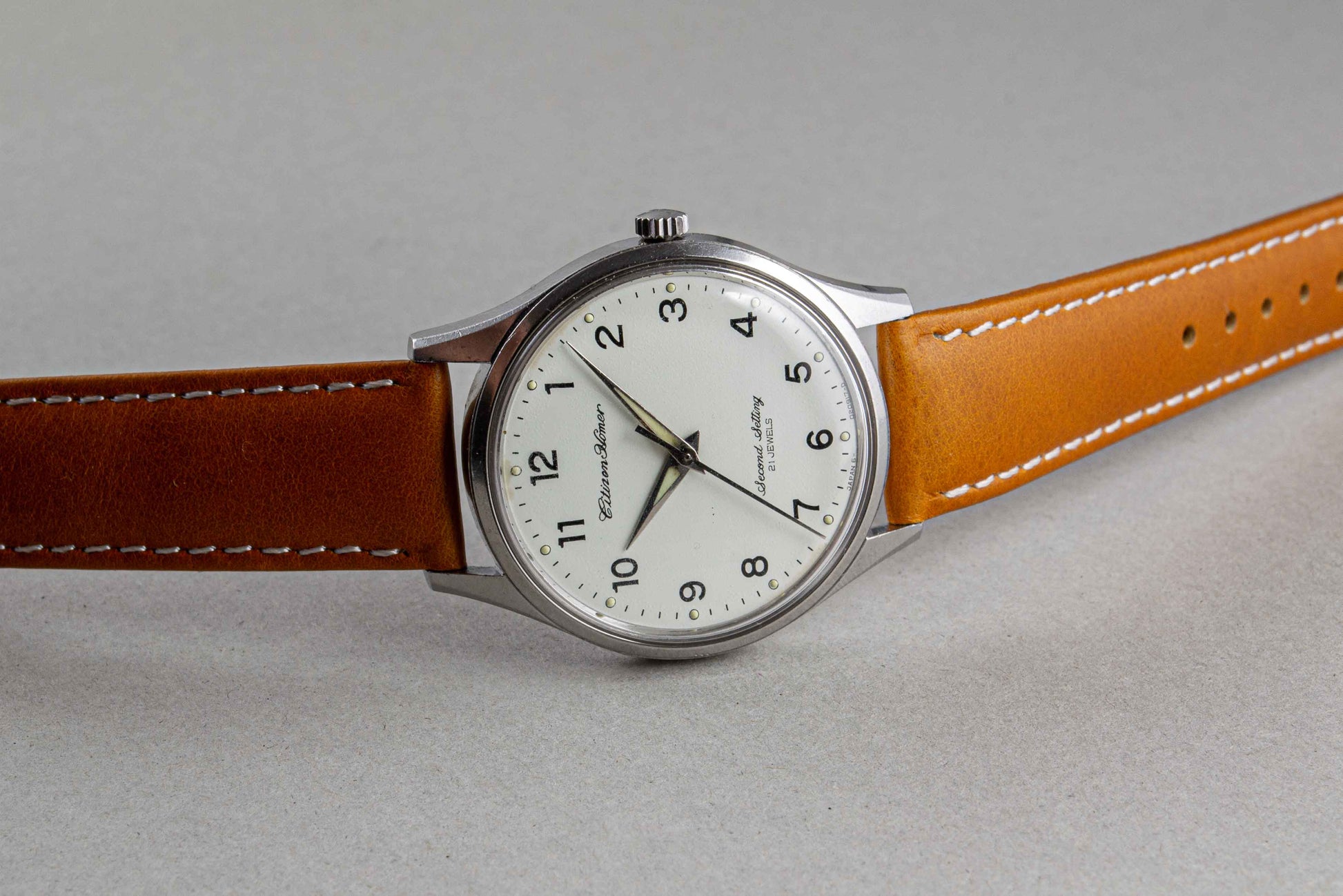 montre vintage Citizen Homer Second Setting Railway JNR lumeville