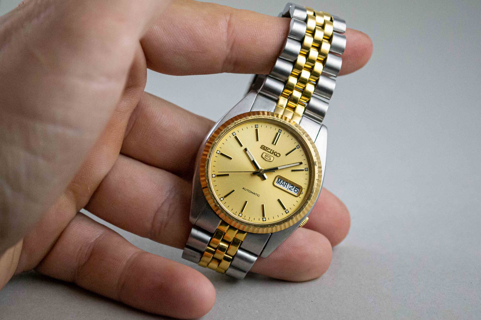 montre vintage Seiko "Datejust" SNXJ92 Or Acier lumeville