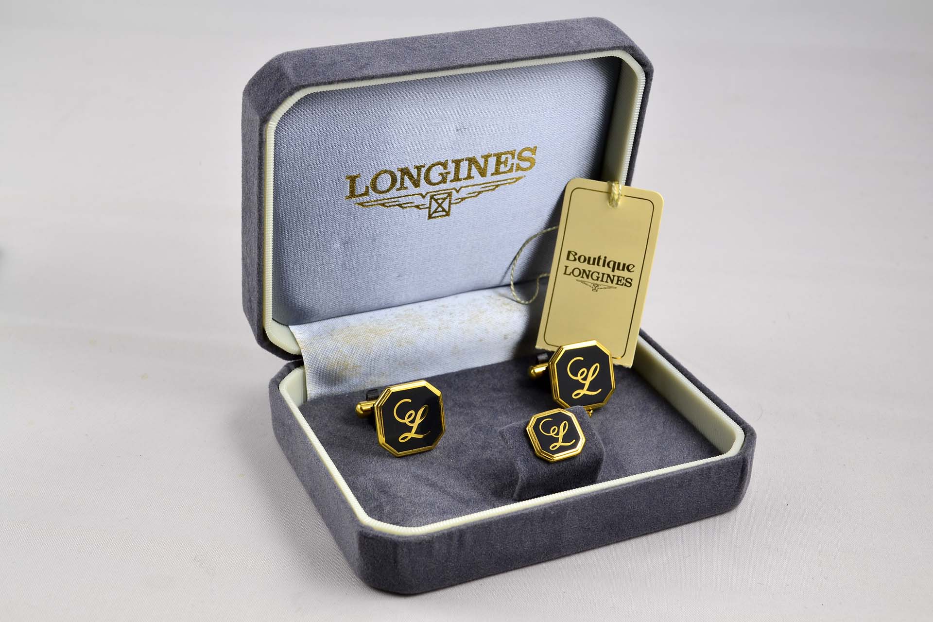 Longines - Boutons de manchette et bouton de col "L" en laque - LumeVille