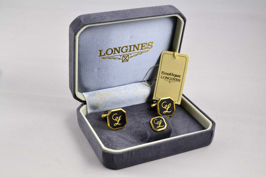 Longines - Boutons de manchette et bouton de col "L" en laque - LumeVille