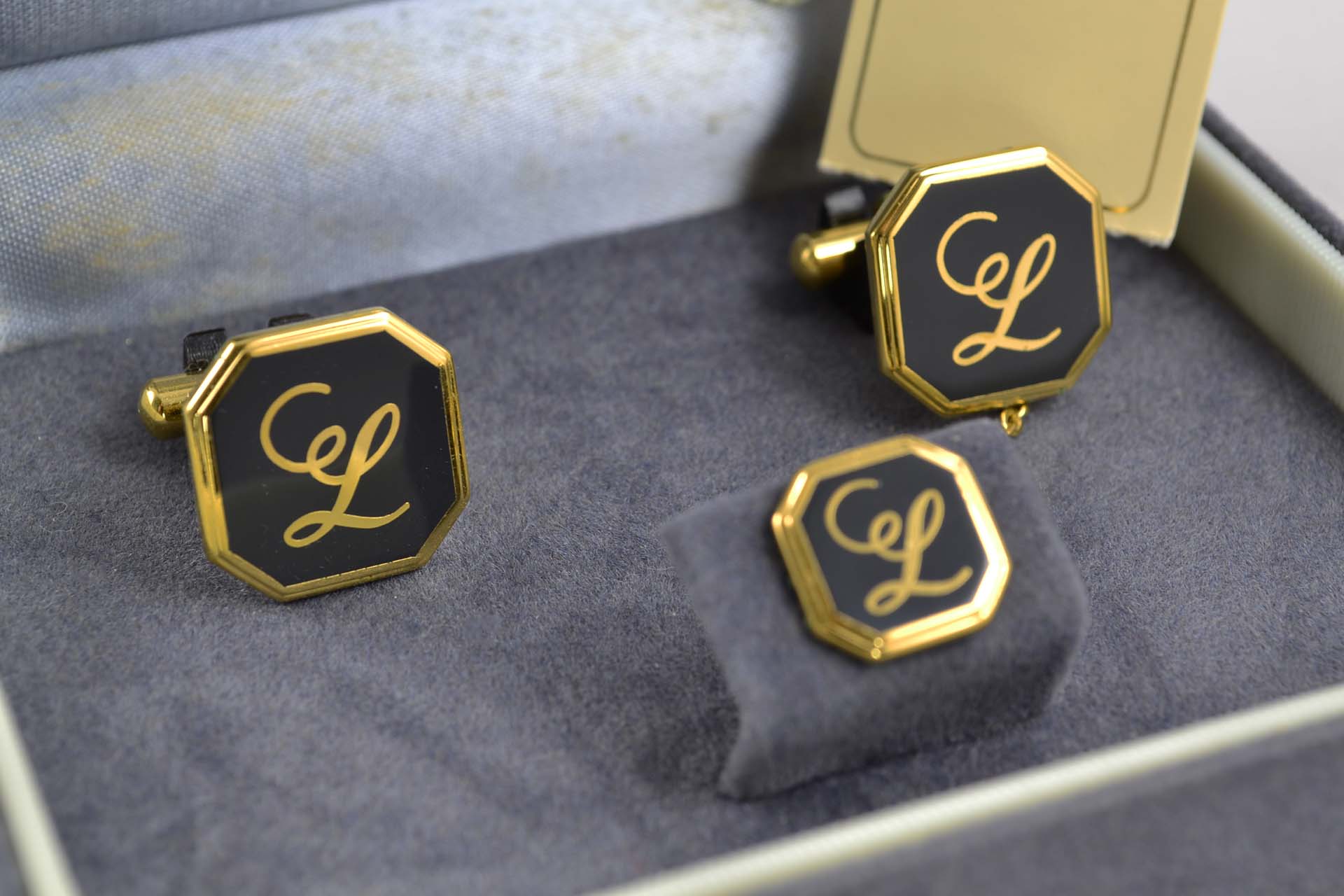Longines - Boutons de manchette et bouton de col "L" en laque - LumeVille