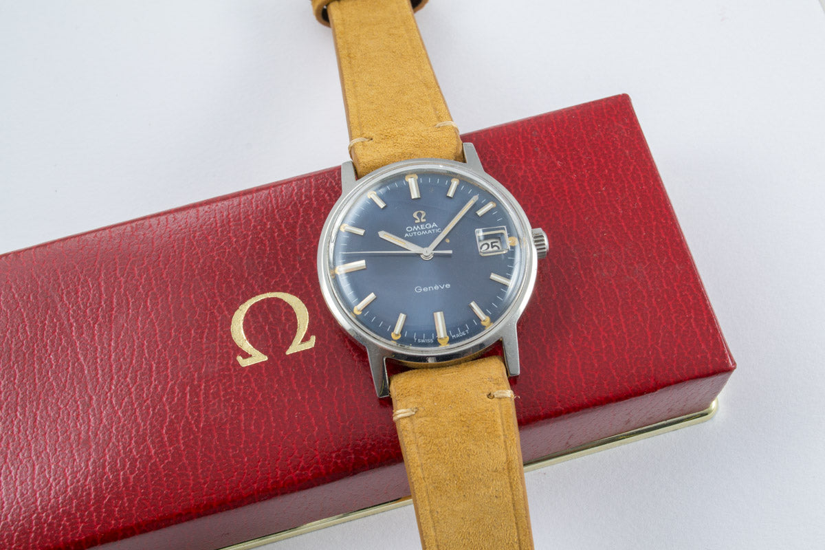 Omega Genève Bleue 166.070 lumeville montre vintage
