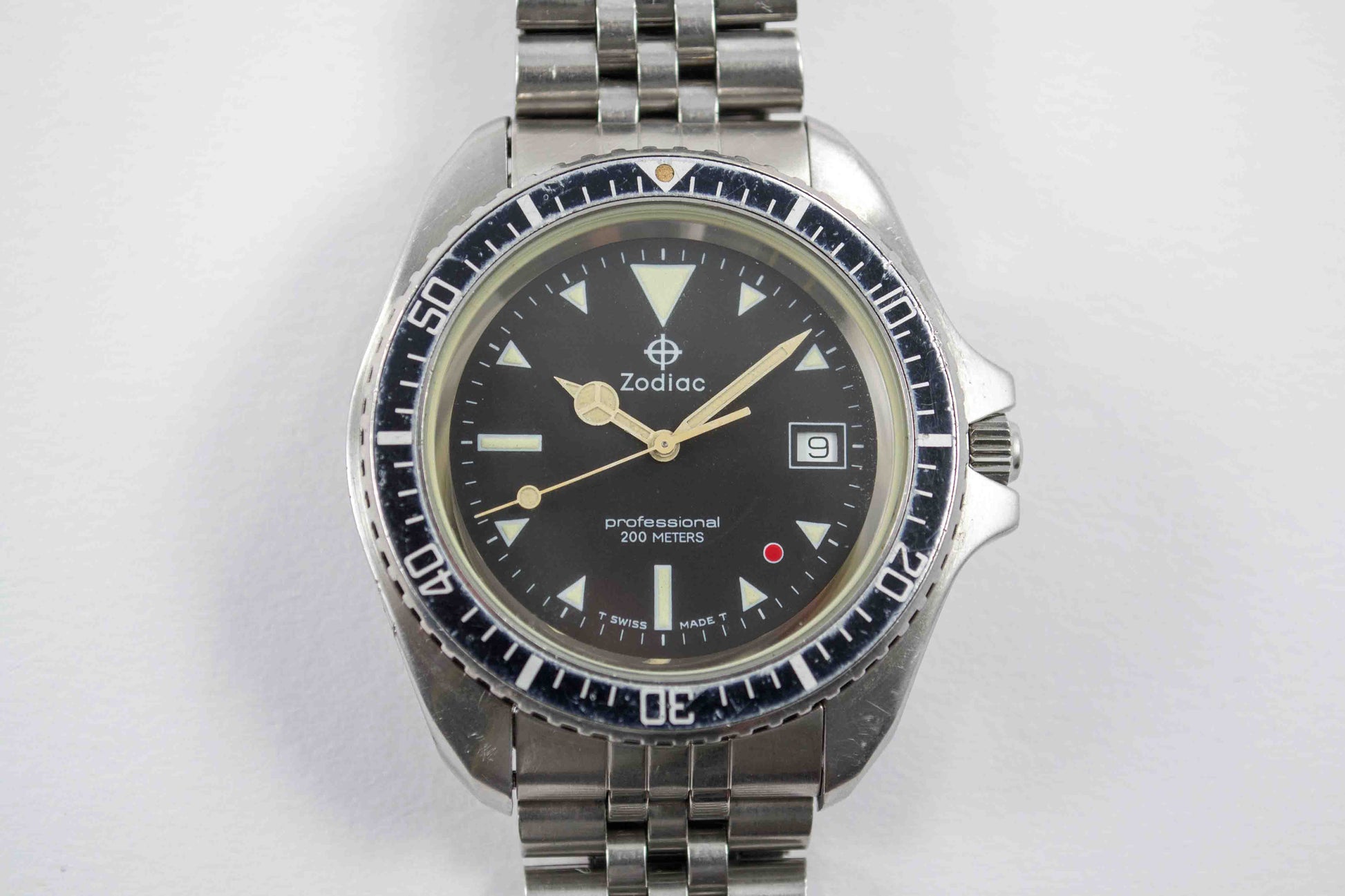 Zodiac Diver Red Dot Jumbo 106.21.03 lumeville montre vintage