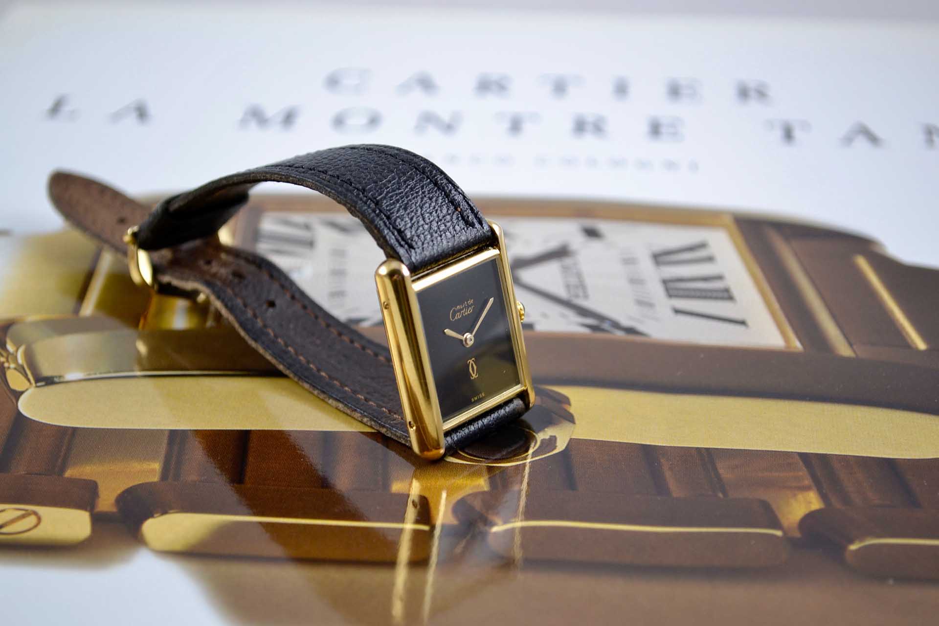 Must de Cartier Tank Homme mécanique onyx vers 1977 - LumeVille