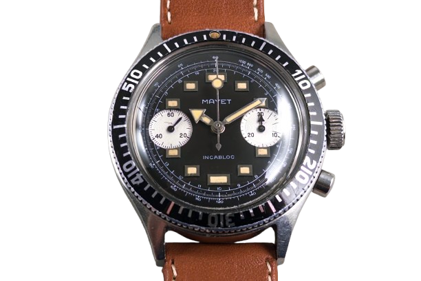 Mayet Skin Diver Chronograph reverse panda dial circa 1965 - vintage French watch
