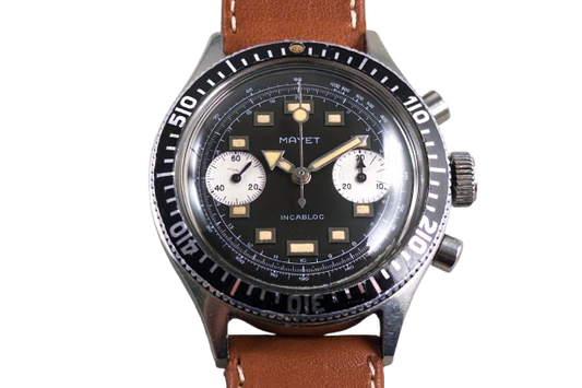 Mayet Skin Diver Chronograph reverse panda dial circa 1965 - vintage French watch