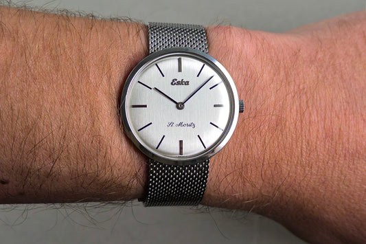 Eska St. Moritz 10-128 ultra-thin dress watch 1960s - vintage Swiss watch