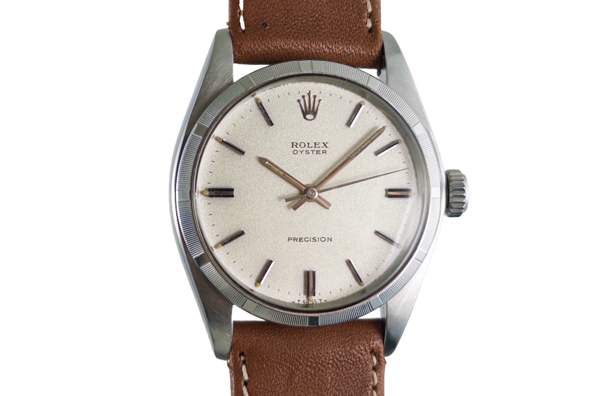 Rolex Oyster Precision 6426 from 1971 with silver dial and brown leather strap