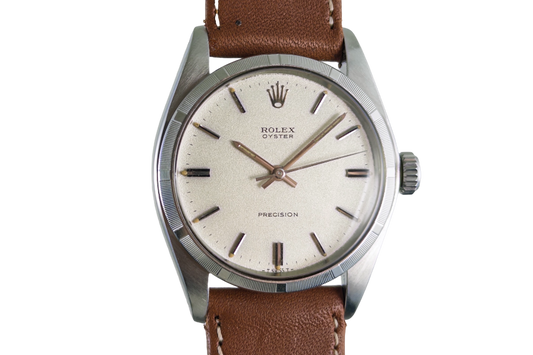 Rolex Oyster Precision 6426 from 1971 with silver dial and brown leather strap
