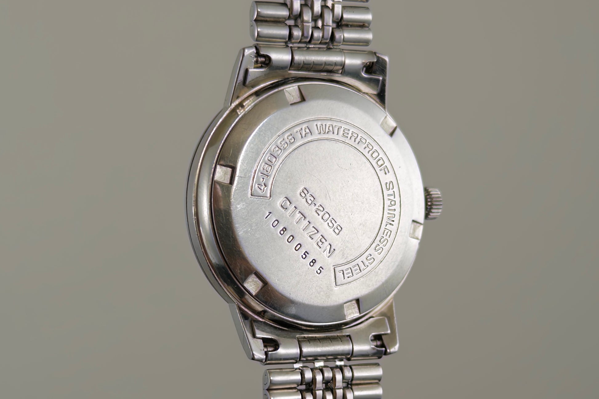 Caseback of the Citizen Homer engraved 63-2058 Parawater waterproof stainless steel