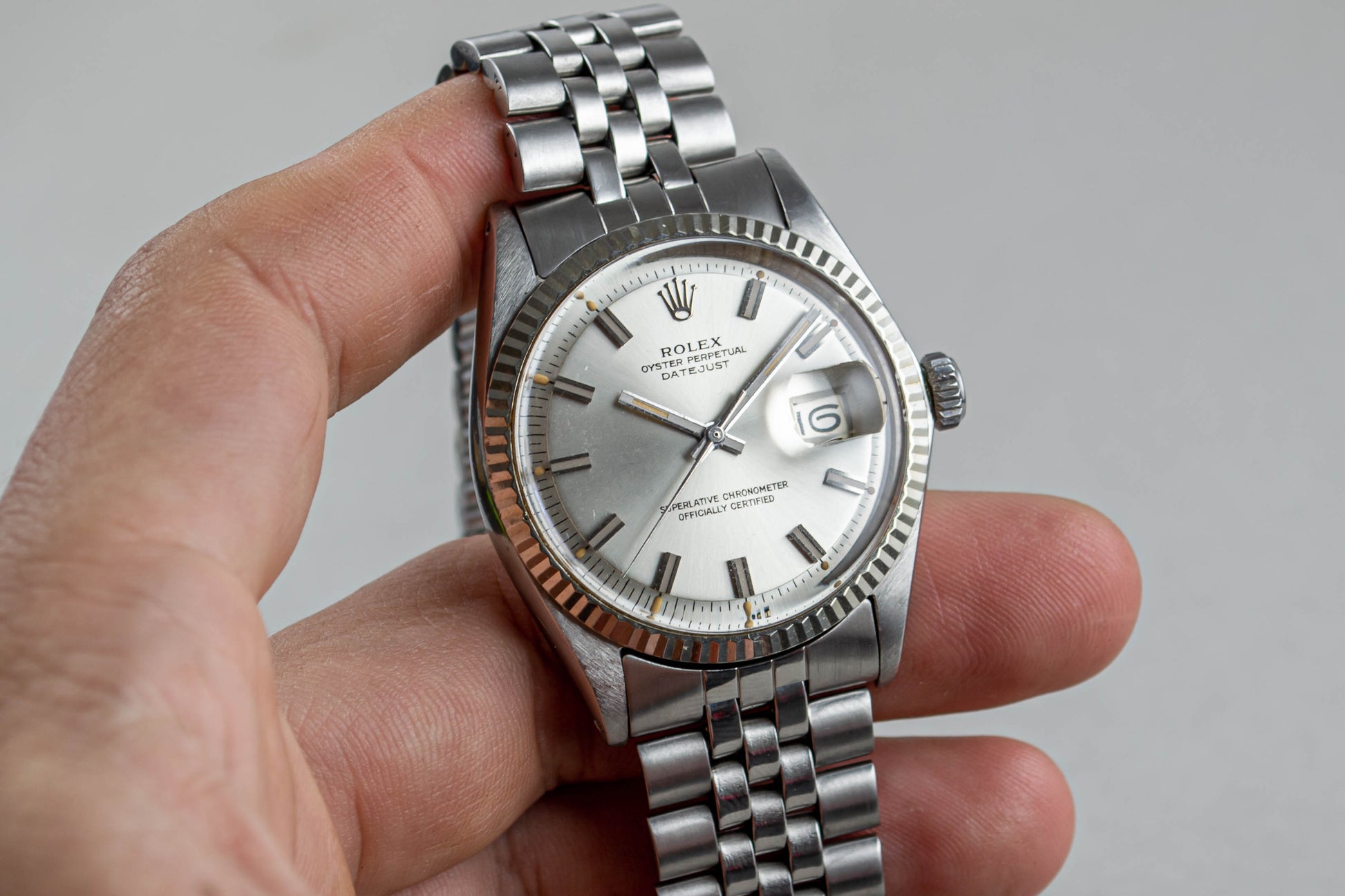 montre vintage Rolex Datejust 1601 Wide Boy lumeville