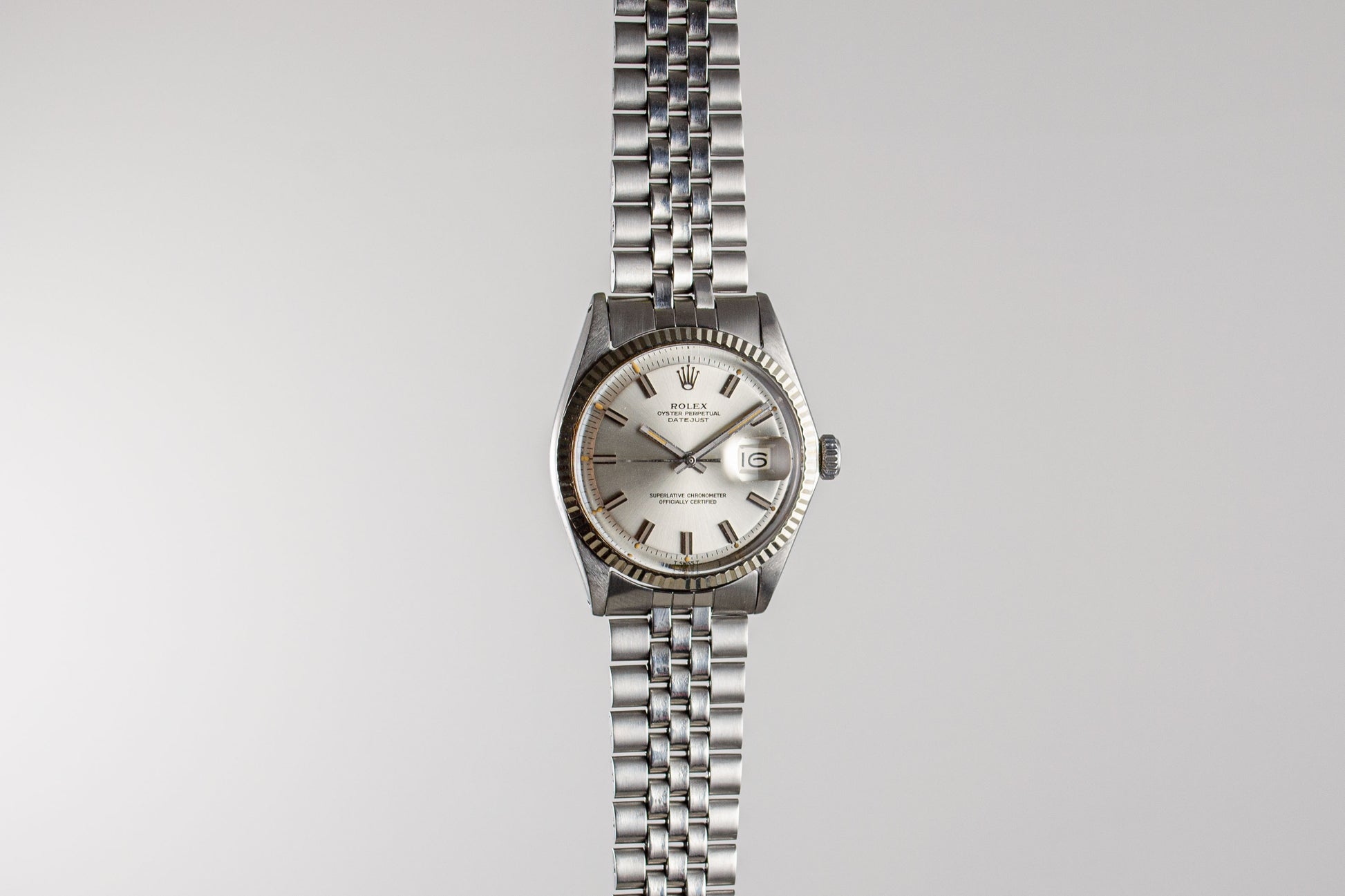 montre vintage Rolex Datejust 1601 Wide Boy lumeville