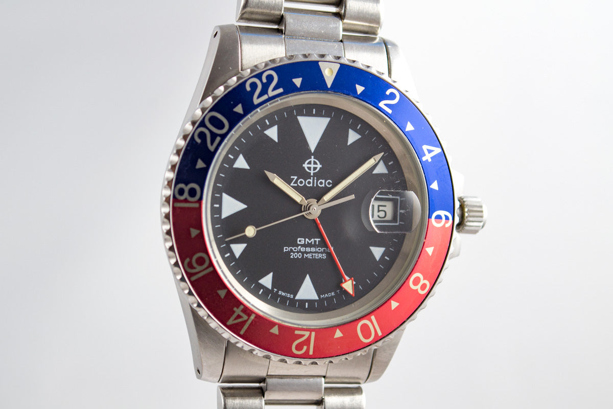 Zodiac GMT Pepsi 806.21.03 lumeville montre vintage